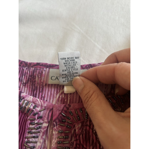 Catherines Beaded Crinkle Tunic Blouse Womens Size 3X Pink Boho Comfort - Picture 5 of 8